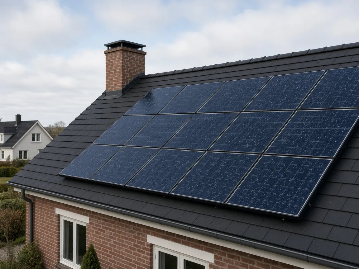 Solcellepaneler på en dansk bolig